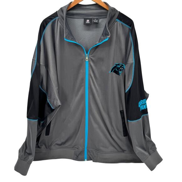 Carolina Panthers Jacket Mens 5XL Gray Black Full Zip + Pockets NFL Team Apparel - Picture 1 of 7